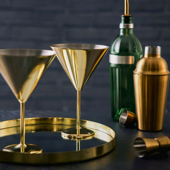 Oak & Steel - 4 Matte Gold Martini Cocktail Glasses - Cocktail Glas fra Oak & Steel hos The Prince Webshop