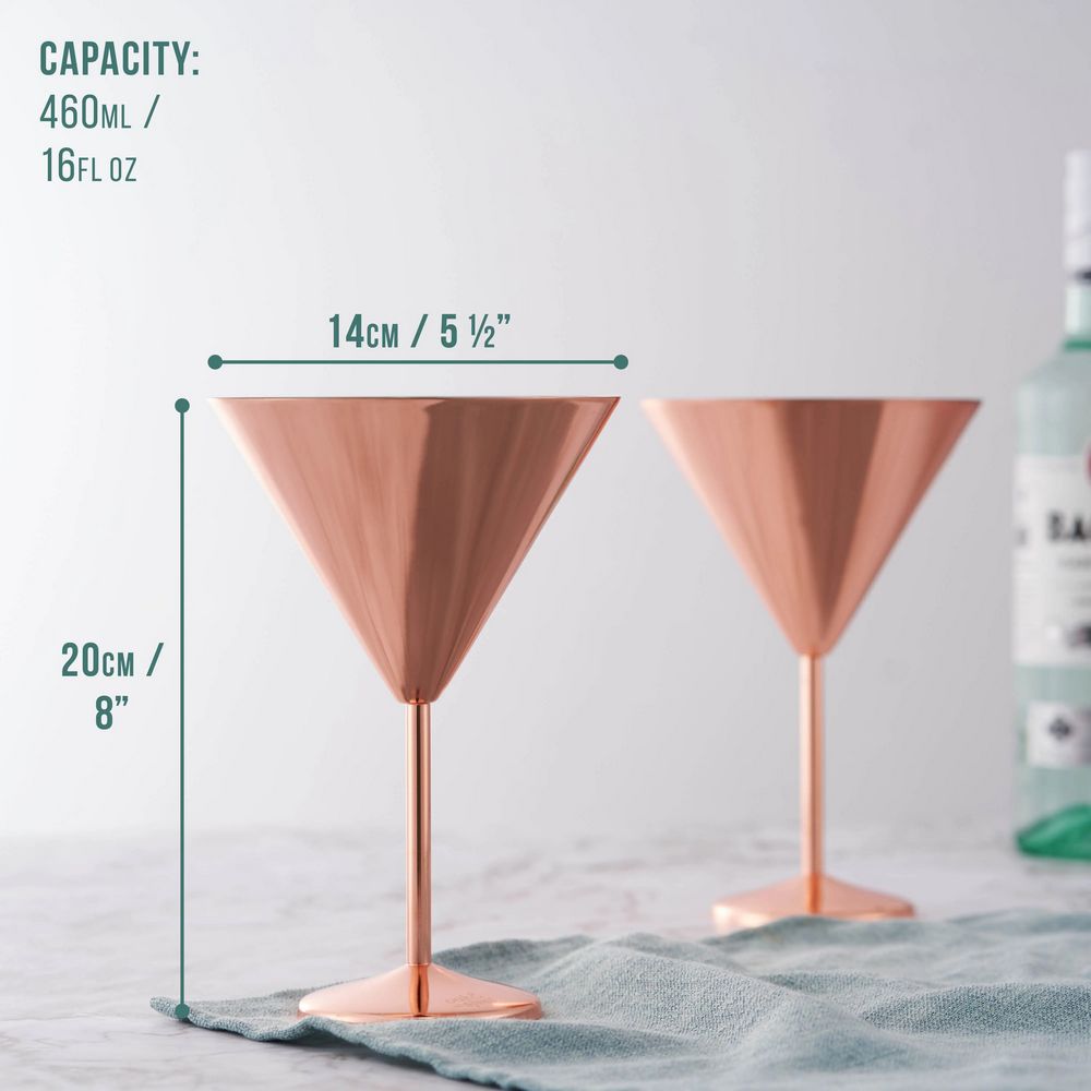 Oak & Steel - 4 Matte Rose Gold Martini Cocktail Glasses - Cocktail Glas fra Oak & Steel hos The Prince Webshop