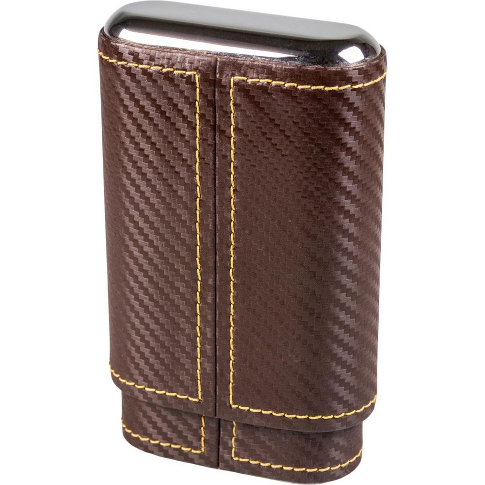 Supreme Læder Cigar Etui i Carbon Finish - til 3 Cigarer - Cigar Etui fra The Prince's Own hos The Prince Webshop