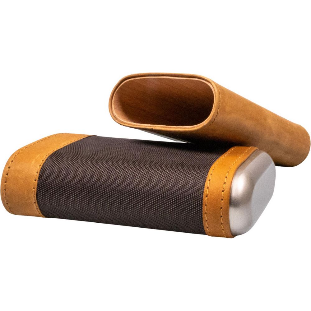 Elegant Læder Cigar Etui i 2-Tone Brun - til 3 Cigarer - Cigar Etui fra The Prince's Own hos The Prince Webshop