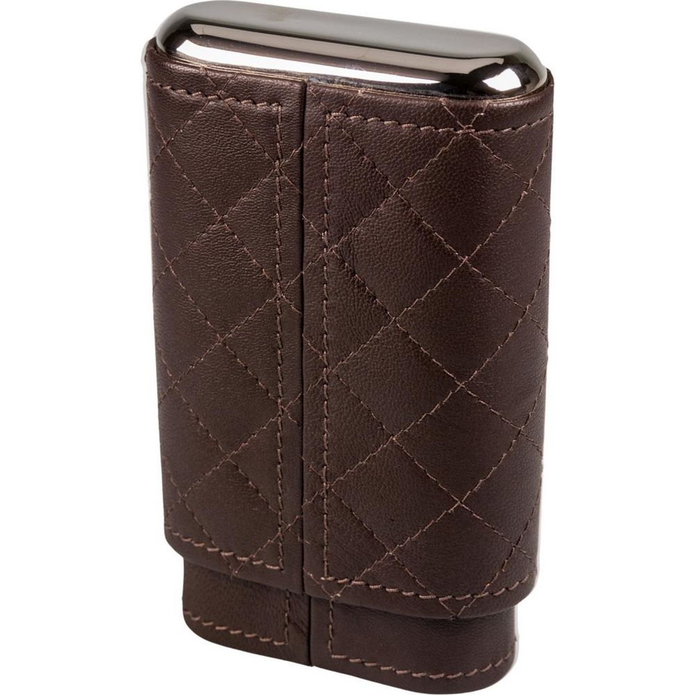 Spektakulært Læder Cigar Etui i Brun Honeycomb - til 3 Cigarer - Cigar Etui fra The Prince's Own hos The Prince Webshop