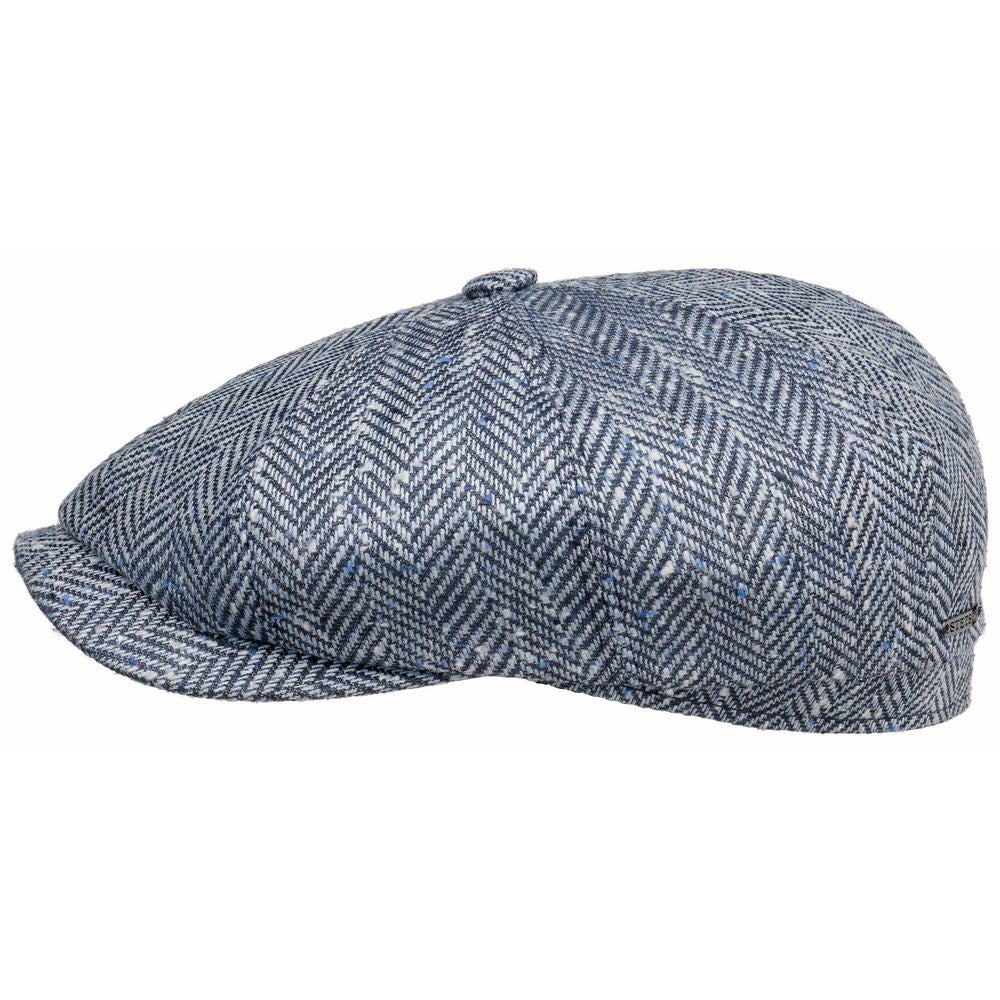 Stetson Hatteras Silke / Uld - Kraftig Blå Sildeben - Flat Cap fra Stetson hos The Prince Webshop