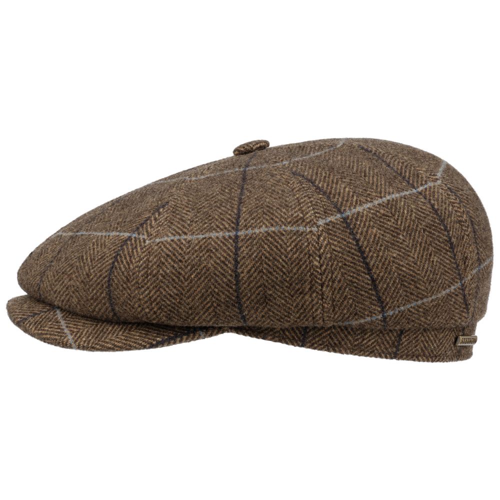 Stetson Hatteras Wool Brown Herringbone Sixpence Flat Cap - Flat Cap fra Stetson hos The Prince Webshop