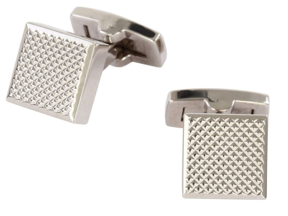 David Aster Square Chequered Cufflinks - Silver - Manchetknapper fra David Aster Collection hos The Prince Webshop