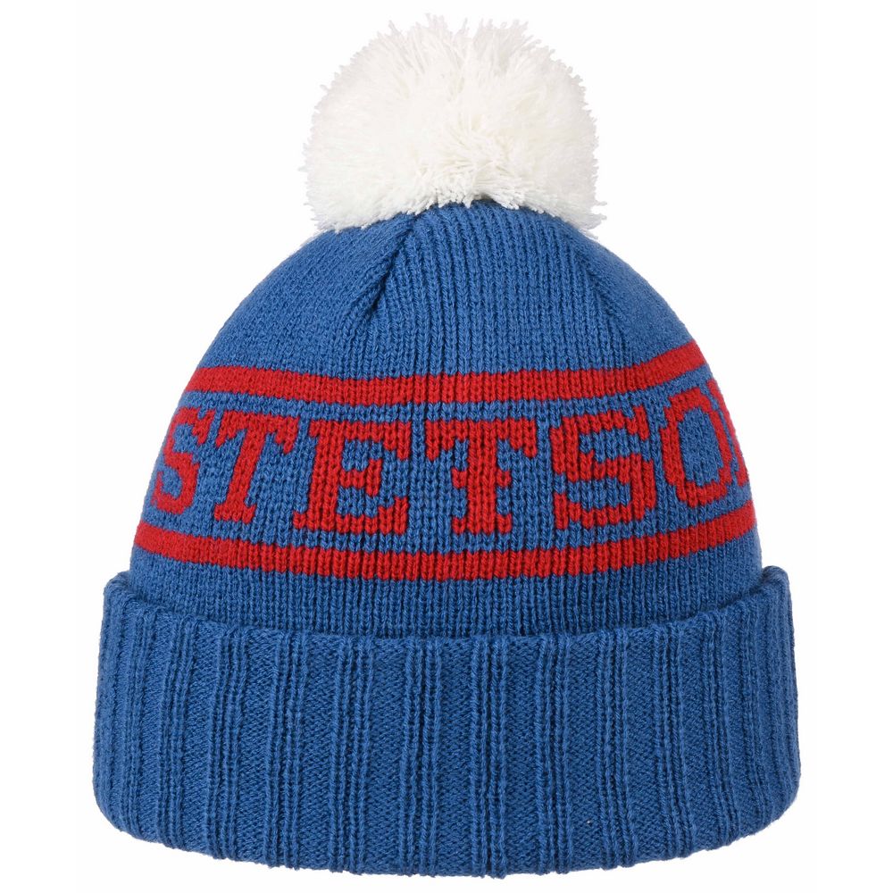 Stetson Classic Beanie Pompom Hue - Blå - Hue fra Stetson hos The Prince Webshop