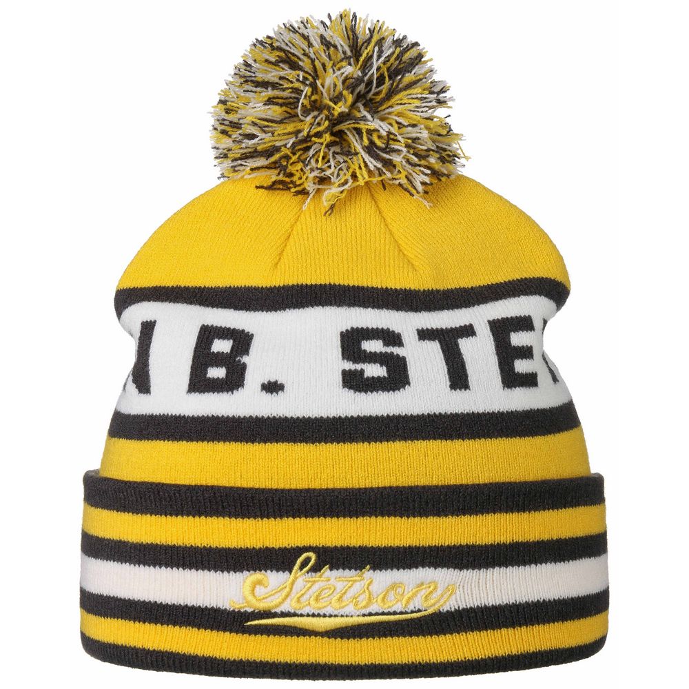 Stetson Signature Beanie Pompom Hue - Gul - Hue fra Stetson hos The Prince Webshop