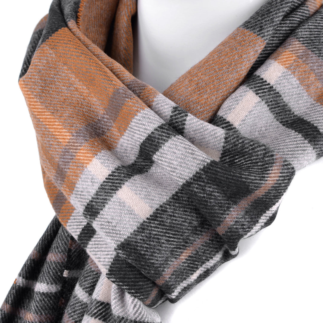 Smart Plaid Cashmere Feel Halstørklæde i Acryl - Grå - Halstørklæde fra Umo Lorenzo hos The Prince Webshop