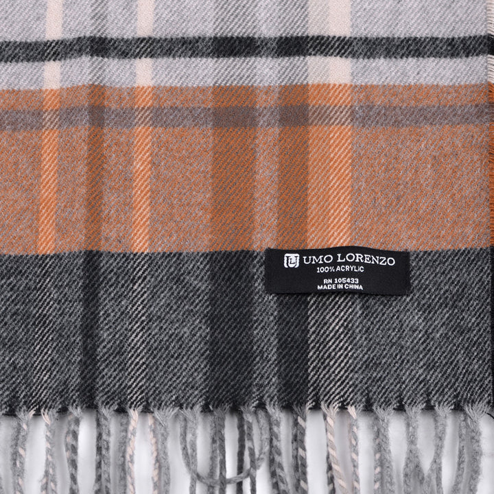 Smart Plaid Cashmere Feel Halstørklæde i Acryl - Grå - Halstørklæde fra Umo Lorenzo hos The Prince Webshop