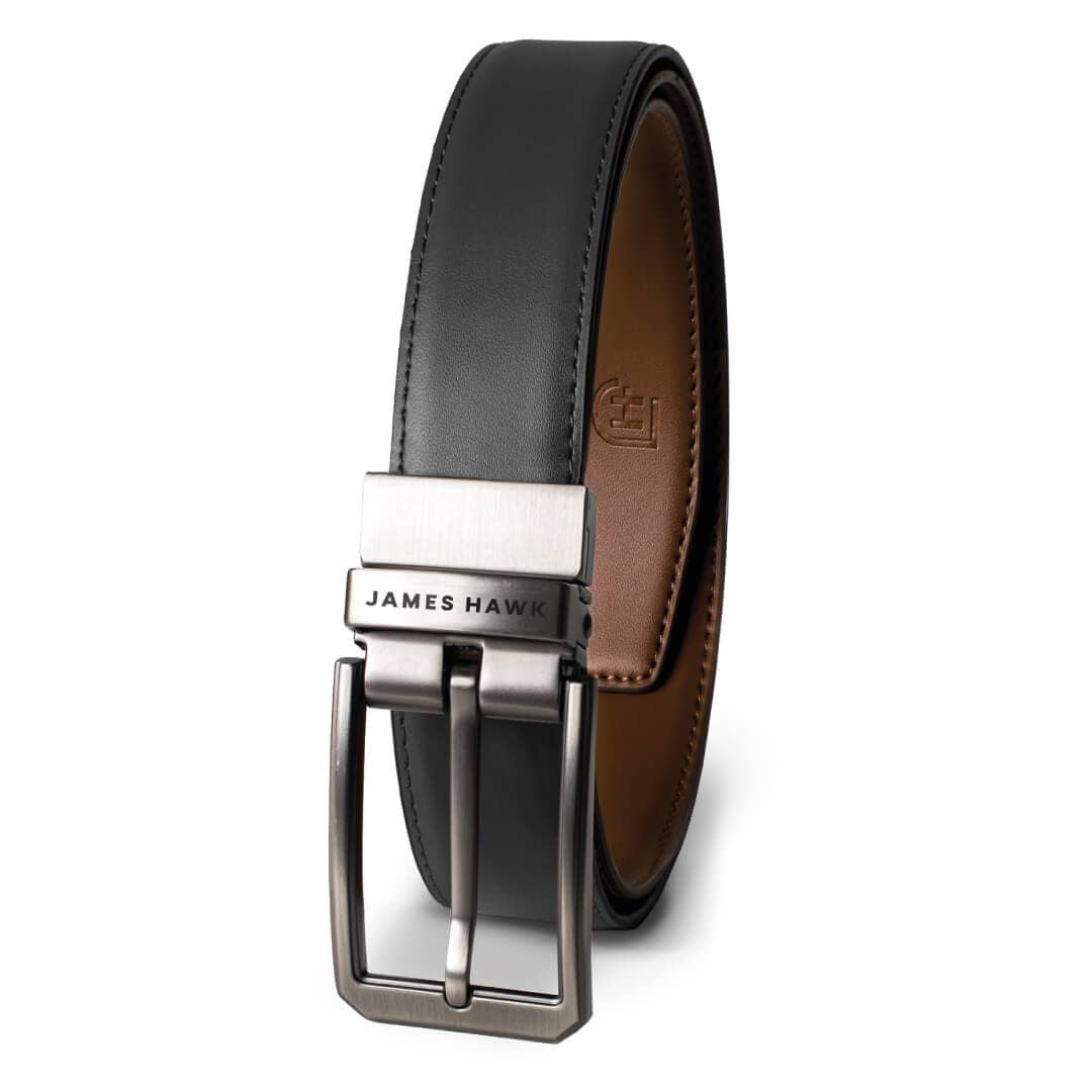 James Hawk Business Belt - Reversible Black/Camel - Bælte fra James Hawk hos The Prince Webshop