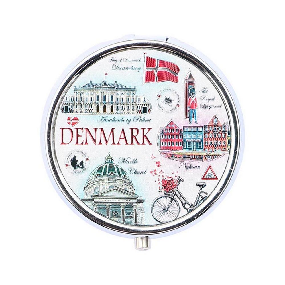 Metal Pilleæske Denmark med 3 Rum - Pilleæske fra Memories of Denmark hos The Prince Webshop