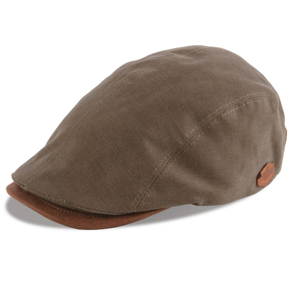 MJM Daffy 3 Cotton 4 Flat Cap - Grøn Bomuldslærred Sixpence - Flat Cap fra MJM Hats hos The Prince Webshop