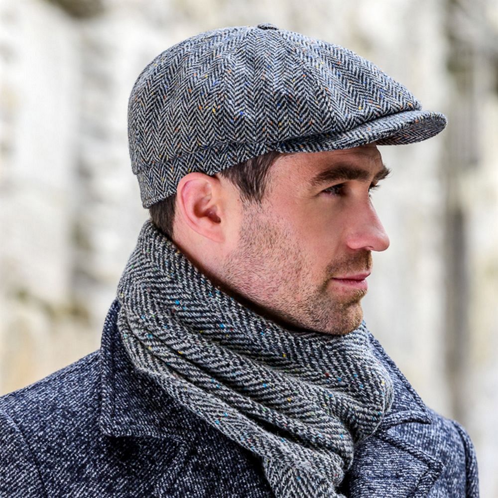 Mucros Tweed No. 1 Driving Herringbone Flat Cap - Flat Cap fra Mucros Weavers Killarney hos The Prince Webshop