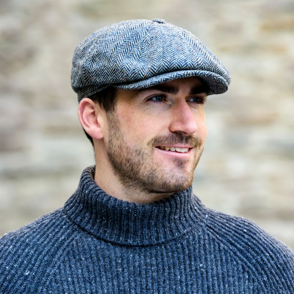 Mucros Tweed No. 1 Driving Herringbone Flat Cap - Flat Cap fra Mucros Weavers Killarney hos The Prince Webshop