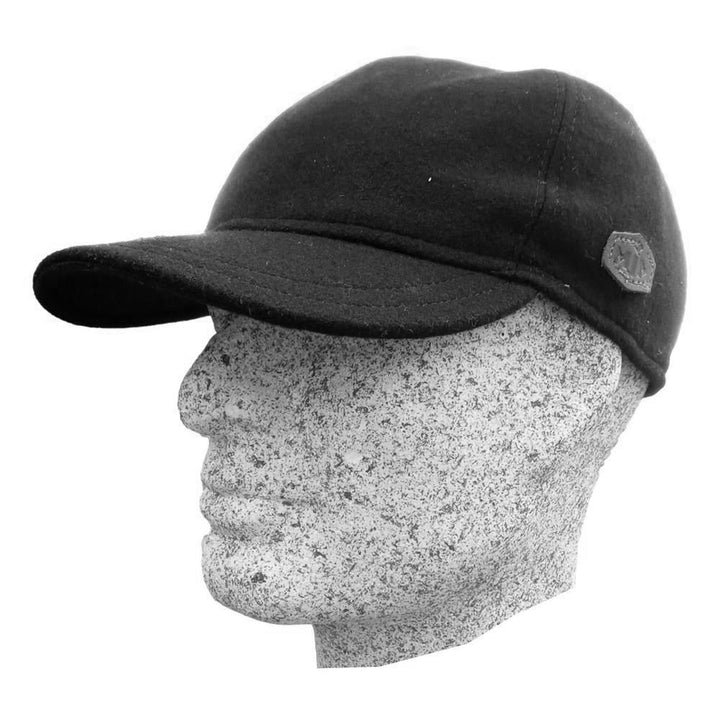 MJM Baseball Cap 100% Wool Cashmere Black med Øreflapper - Baseball Cap fra MJM Hats hos The Prince Webshop
