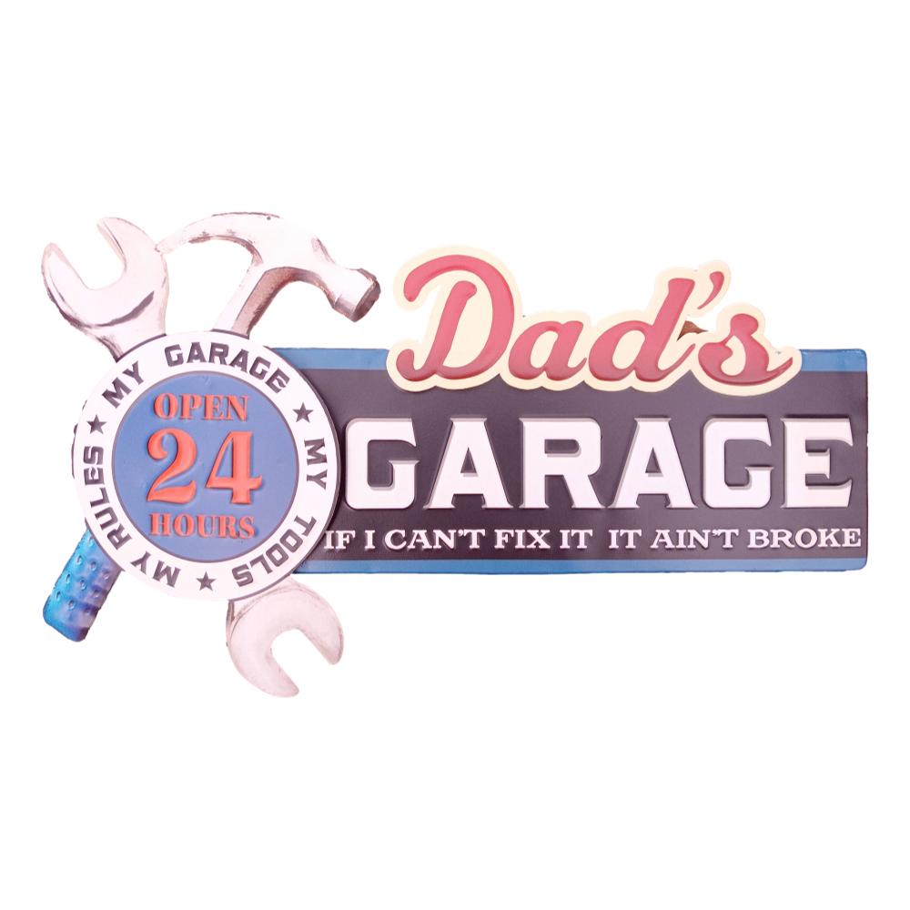 Retroworld Metalskilt Dad's Garage - 49 x 27 cm - Metalskilt fra Retroworld hos The Prince Webshop