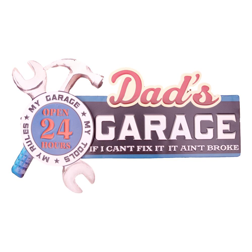 Retroworld Metalskilt Dad's Garage - 49 x 27 cm - Metalskilt fra Retroworld hos The Prince Webshop