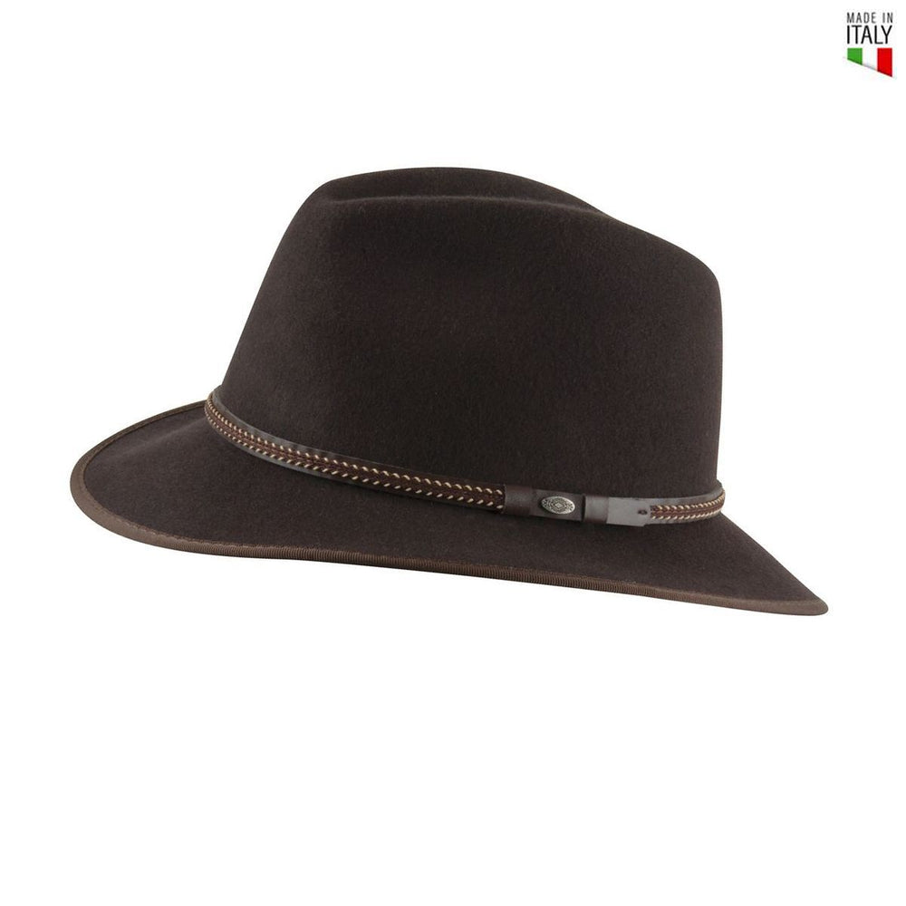 MJM Johnson Brun Uld Filt Hat Waterproof & Crushable - S (56 cm) - Traveller Hat fra MJM Hats hos The Prince Webshop
