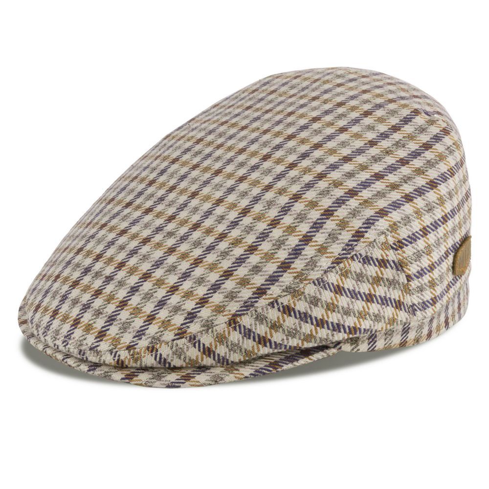MJM Jordan Flat Cap - Bomuld/Linned Beige Ternet - Flat Cap fra MJM Hats hos The Prince Webshop