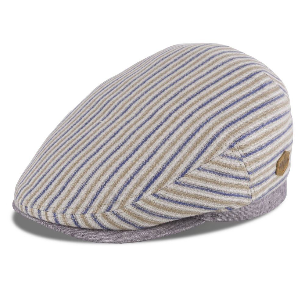 MJM Jordan Flat Cap - Økologisk Beige Stribet Hamp - Flat Cap fra MJM Hats hos The Prince Webshop