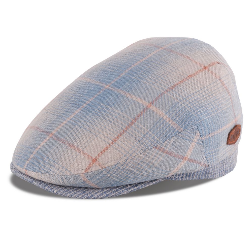 MJM Jordan Flat Cap - Økologisk Blå Ternet Hamp - Flat Cap fra MJM Hats hos The Prince Webshop