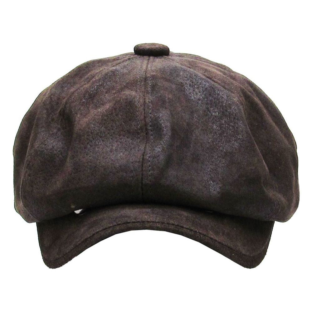 Mørkebrun Læder Newsboy Sixpence - Flat Cap fra Kim & Bae Classic Headwear hos The Prince Webshop