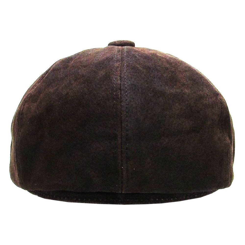 Mørkebrun Læder Newsboy Sixpence - Flat Cap fra Kim & Bae Classic Headwear hos The Prince Webshop