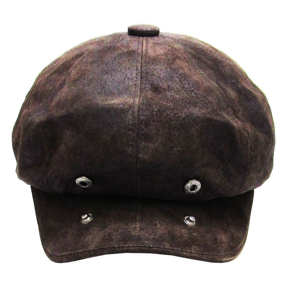 Mørkebrun Læder Newsboy Sixpence - Flat Cap fra Kim & Bae Classic Headwear hos The Prince Webshop