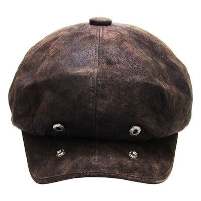 Mørkebrun Læder Newsboy Sixpence - Flat Cap fra Kim & Bae Classic Headwear hos The Prince Webshop