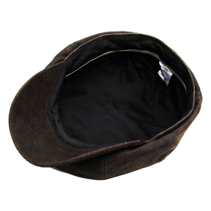 Mørkebrun Læder Newsboy Sixpence - Flat Cap fra Kim & Bae Classic Headwear hos The Prince Webshop