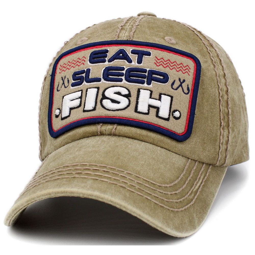 Eat Sleep Fish Vintage Ballcap - vælg mellem 4 farver - Baseball Cap fra Ethos hos The Prince Webshop