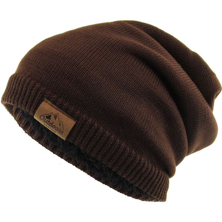 THICK OVERSIZED SLOUCH BEANIE SHERPA FLEECE LINED - Brun Hue - Hue fra Ethos hos The Prince Webshop