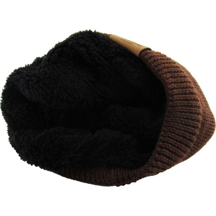 THICK OVERSIZED SLOUCH BEANIE SHERPA FLEECE LINED - Brun Hue - Hue fra Ethos hos The Prince Webshop