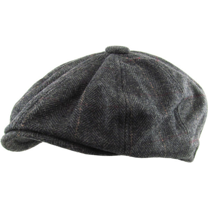 Mørkegrå Birmingham Herringbone Sixpence Floppy - Flat Cap fra Ethos hos The Prince Webshop