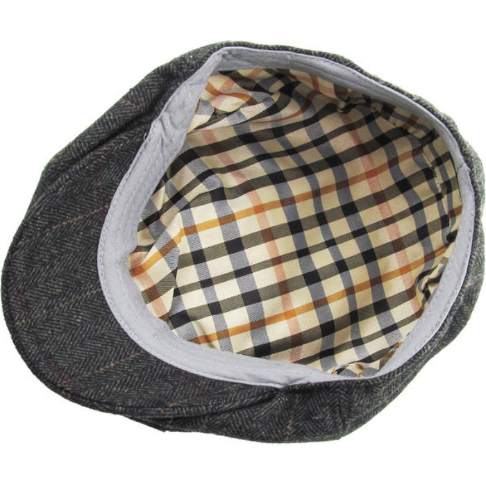 Mørkegrå Birmingham Herringbone Sixpence Floppy - Flat Cap fra Ethos hos The Prince Webshop