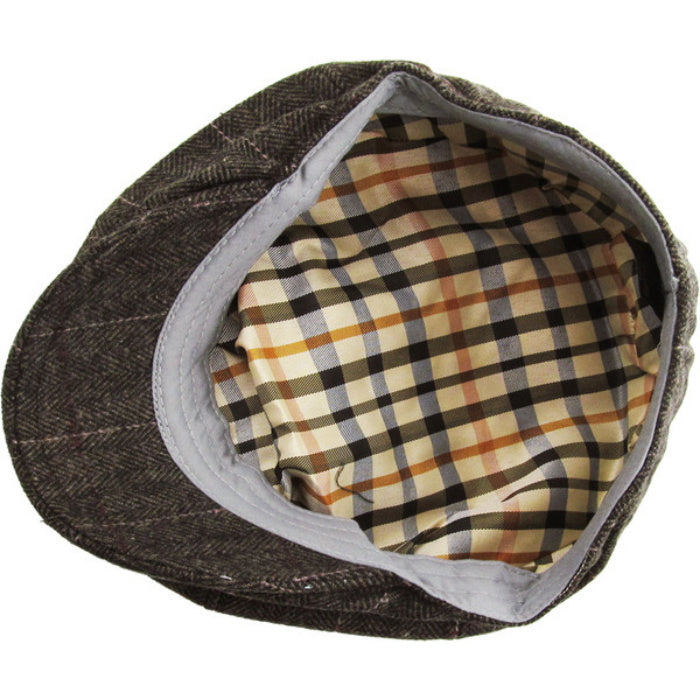 Brun Birmingham Herringbone Sixpence Floppy - Flat Cap fra Ethos hos The Prince Webshop