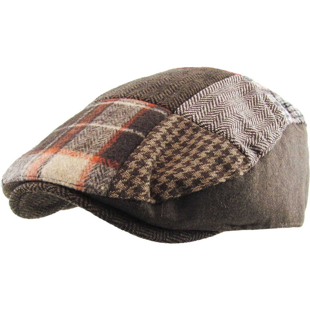 Ethos Patchwork Flat Cap Brown Plaid - Flat Cap fra Ethos hos The Prince Webshop