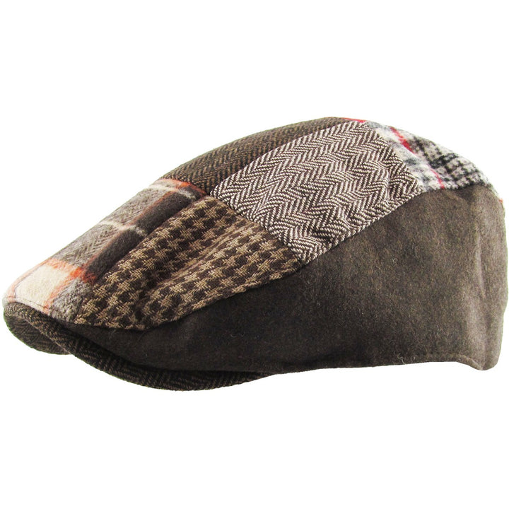 Ethos Patchwork Flat Cap Brown Plaid - Flat Cap fra Ethos hos The Prince Webshop