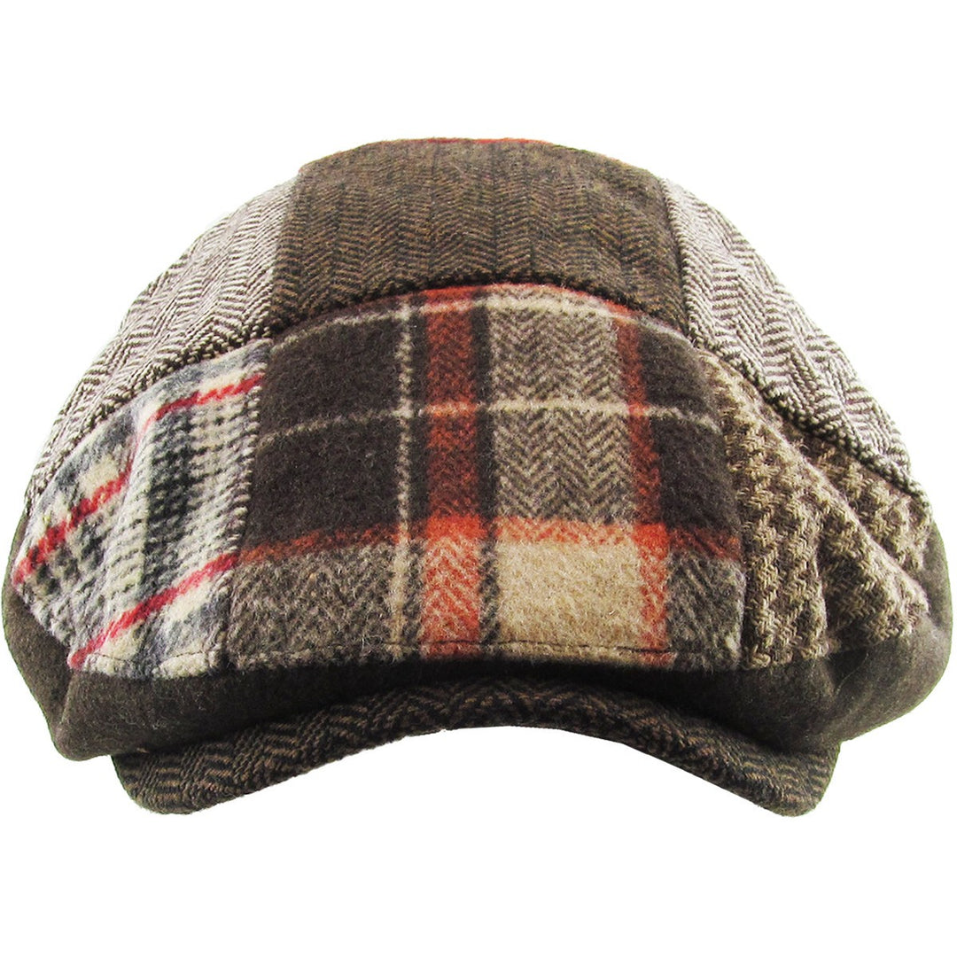 Ethos Patchwork Flat Cap Brown Plaid - Flat Cap fra Ethos hos The Prince Webshop