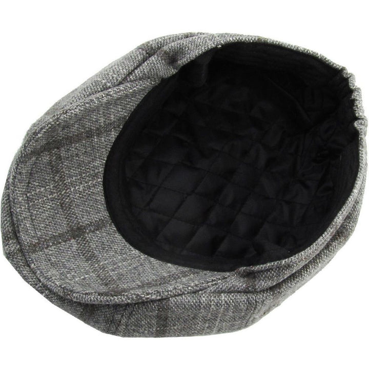 Ethos Plaid Button Top Flat Cap - Grå Peaky Blinders Stil - Flat Cap fra Ethos hos The Prince Webshop