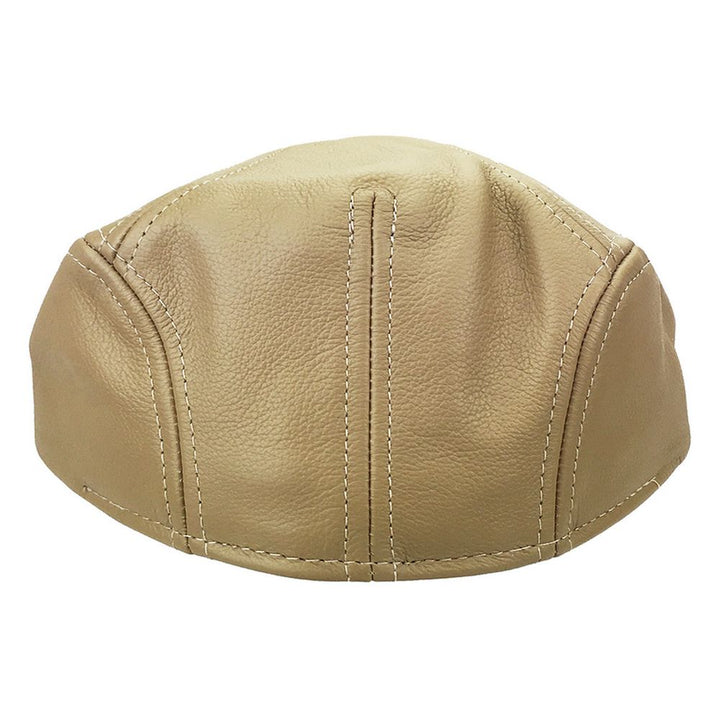 Creme Brun Læder Sixpence Flat Cap - Flat Cap fra Ethos hos The Prince Webshop