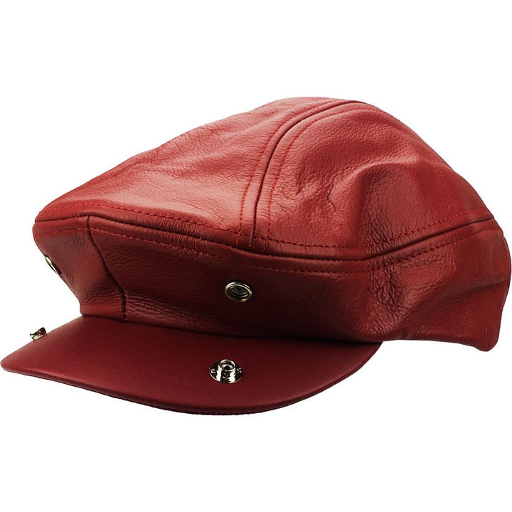 Rød Læder Sixpence Flat Cap - Flat Cap fra Ethos hos The Prince Webshop