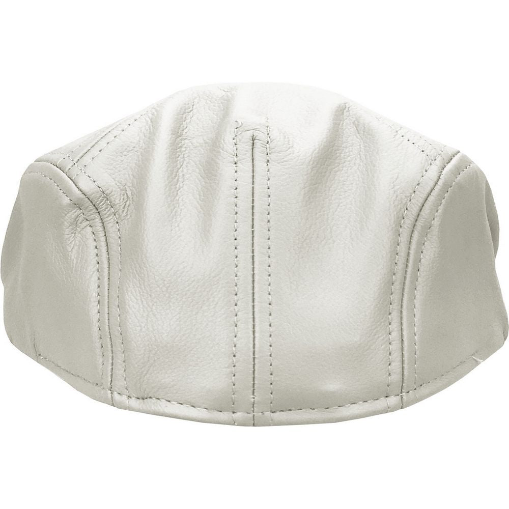 Hvid Læder Sixpence Flat Cap - Flat Cap fra Ethos hos The Prince Webshop