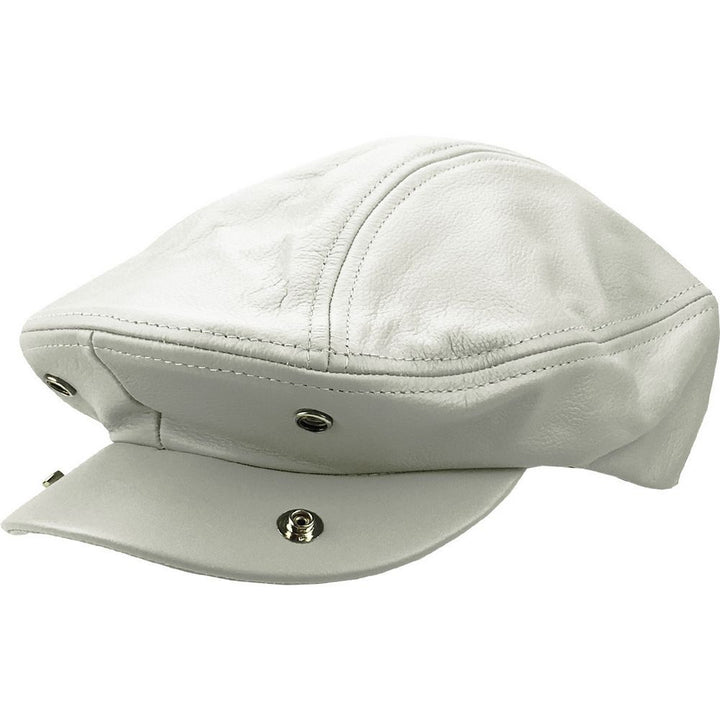 Hvid Læder Sixpence Flat Cap - Flat Cap fra Ethos hos The Prince Webshop