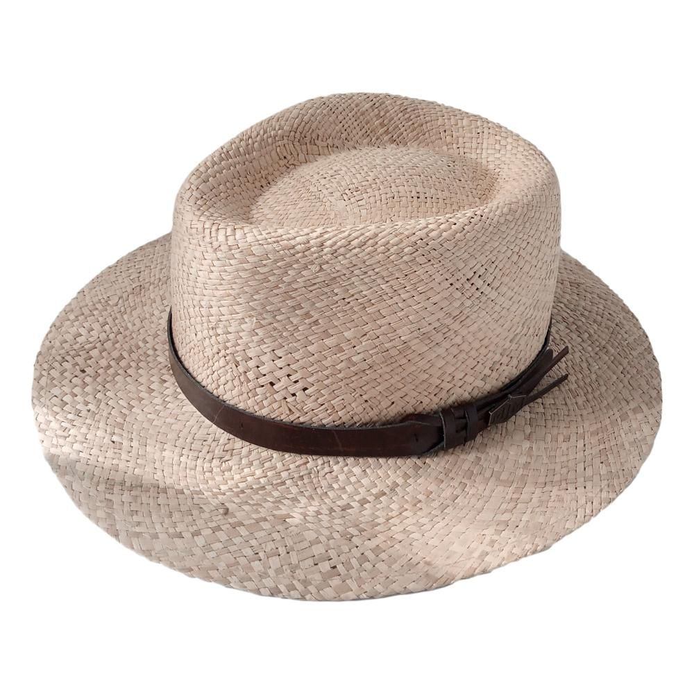 MJM Milas Panamahatt Naturell med Läder - S (56 cm) - Mössa från MJM Hattar på The Prince Webshop