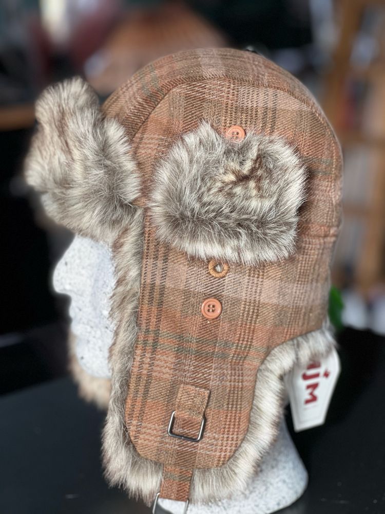 MJM Trapper Hue  Josh – Faux Fur - Brown Check - Hue fra MJM Hats hos The Prince Webshop