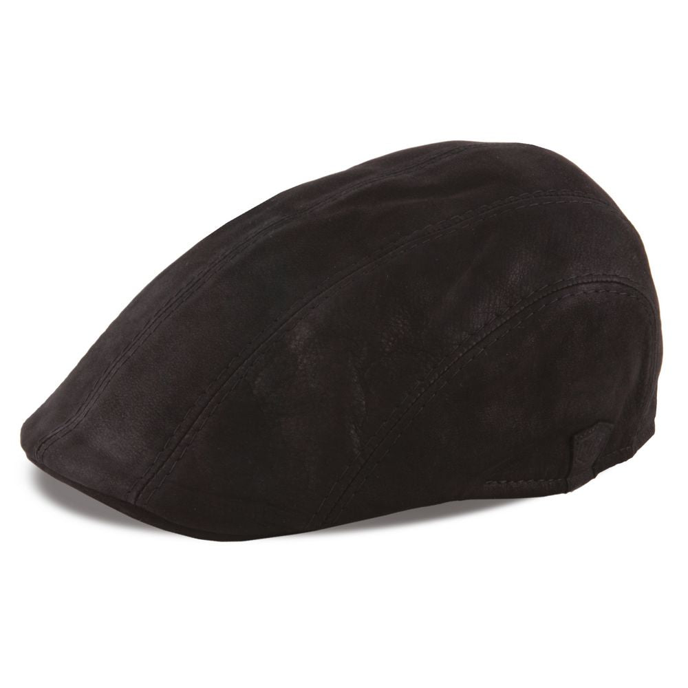 MJM Maddy Nappa Wax Black - Læder Sixpence - Flat Cap fra MJM Hats hos The Prince Webshop