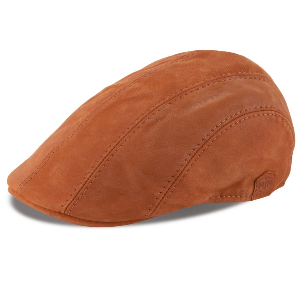 MJM Maddy Nappa Wax Cognac - Læder Sixpence - Flat Cap fra MJM Hats hos The Prince Webshop