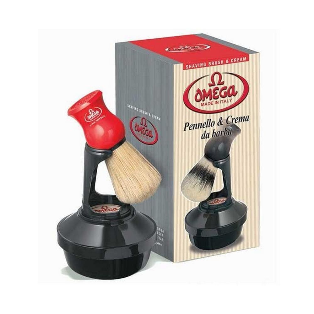 Omega Shaving Cream and Brush with Stand Kit - Shaving Brushes fra Omega Italy hos The Prince Webshop