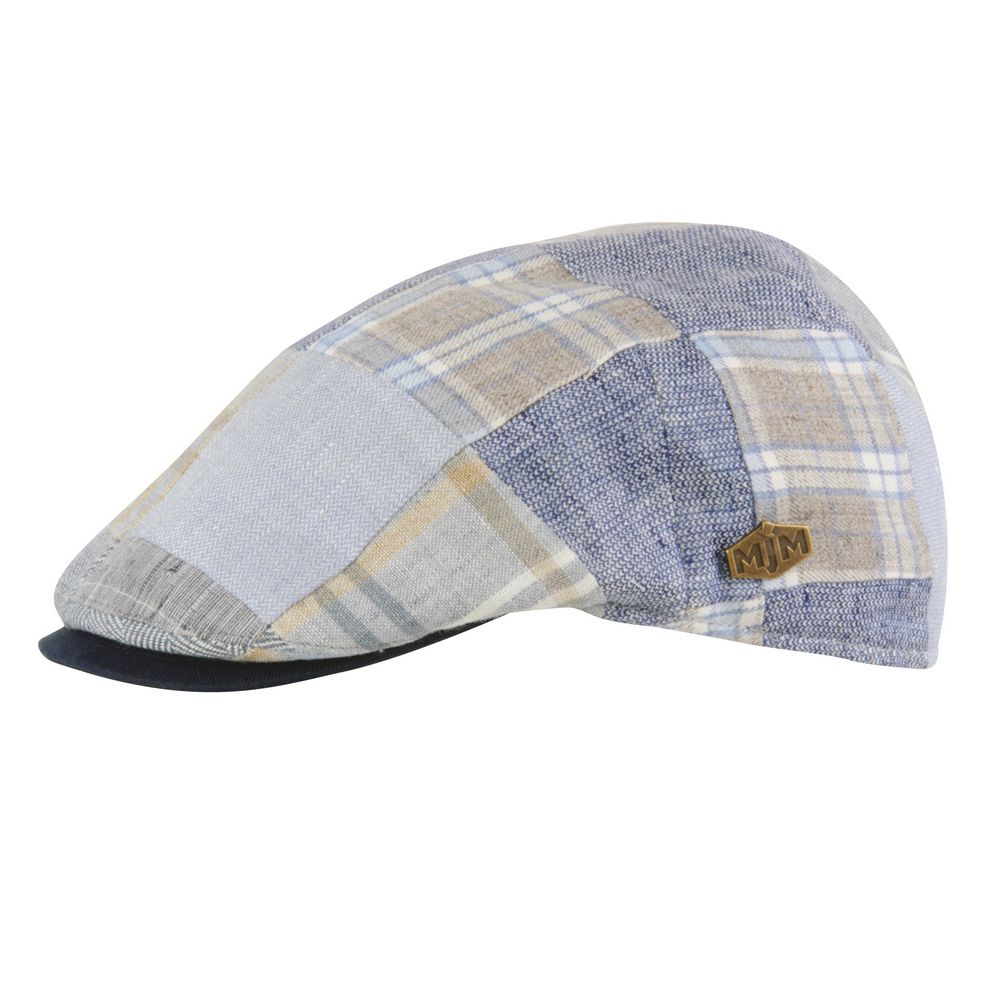 MJM Paul Sixpence Cotton Mix Blue Patch - Flat Cap fra MJM Hats hos The Prince Webshop