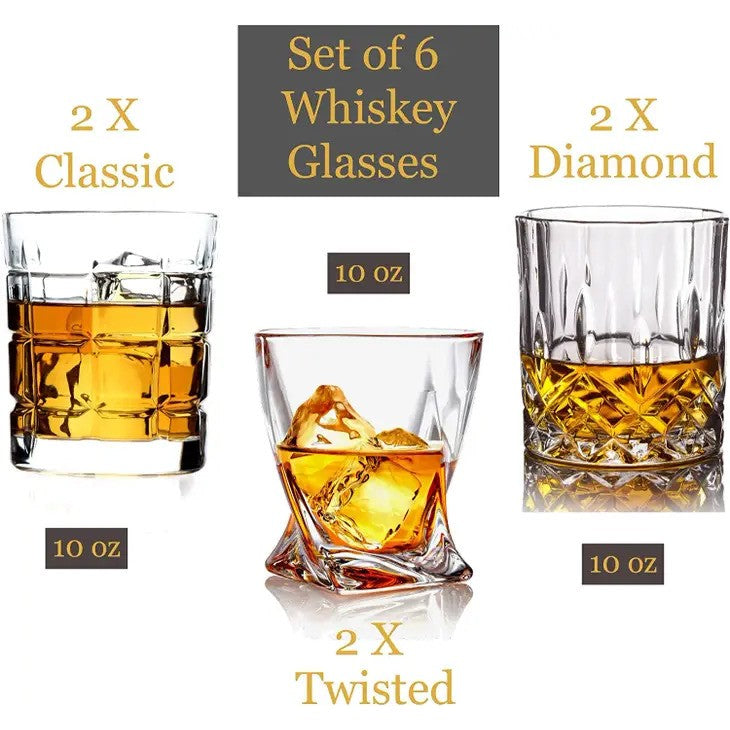 Bezrat Mix and Match 10 oz Whiskey Glasses - Sæt af 6 - Whiskey Glas fra Bezrat Barware USA hos The Prince Webshop